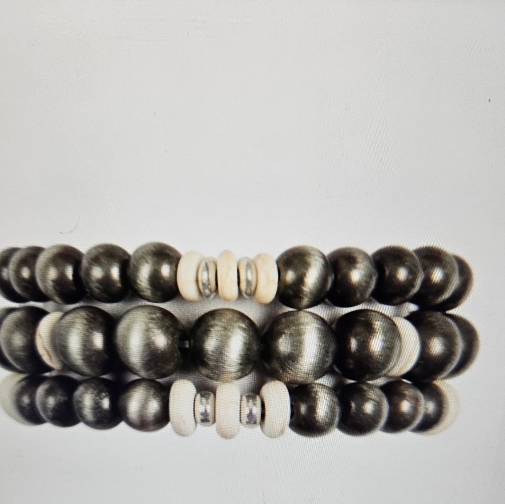 A Girl Thing Black and White Beaded Bracelets